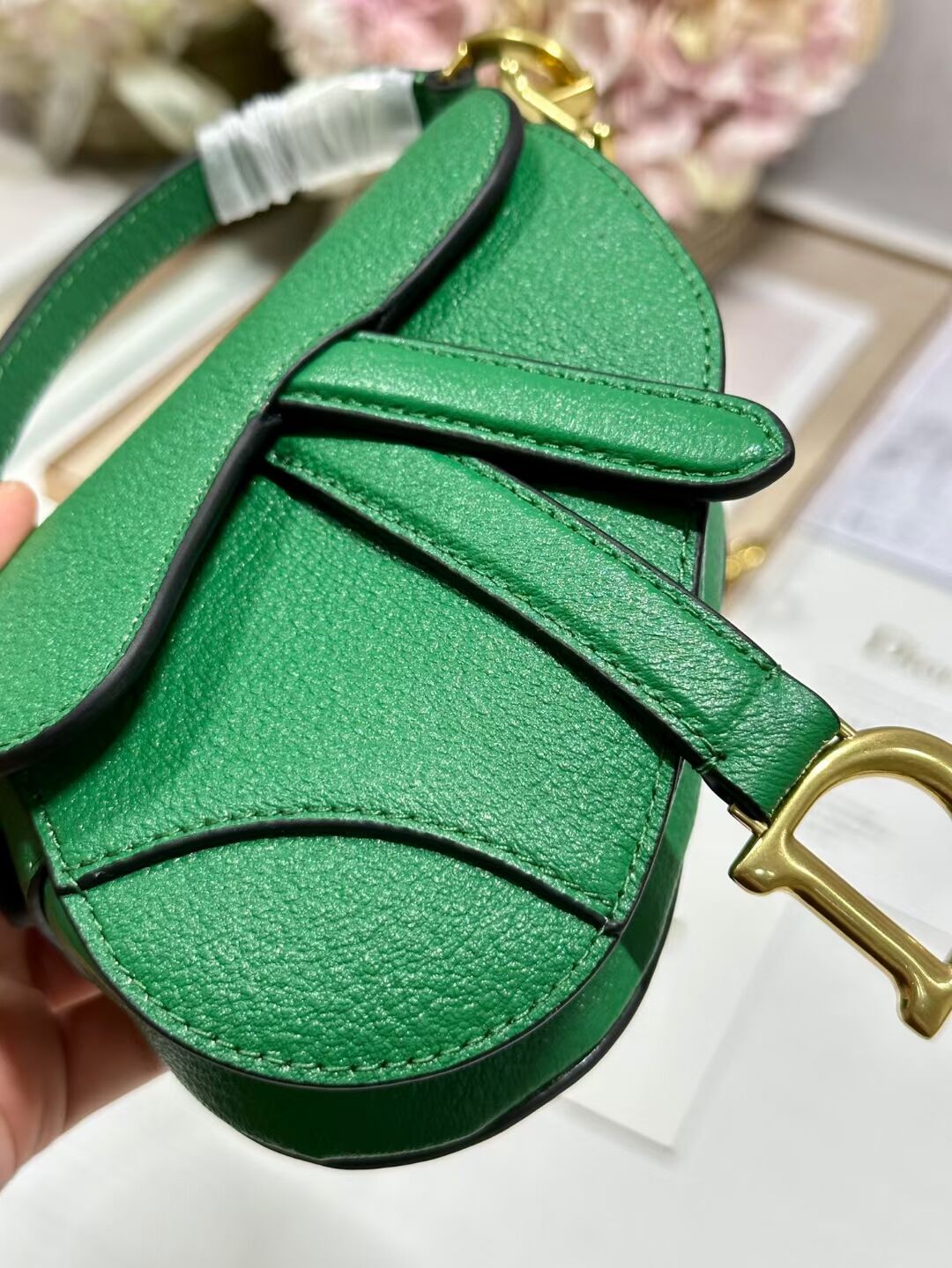 DIOR MICRO SADDLE BAG Antique Goatskin S5685CC green