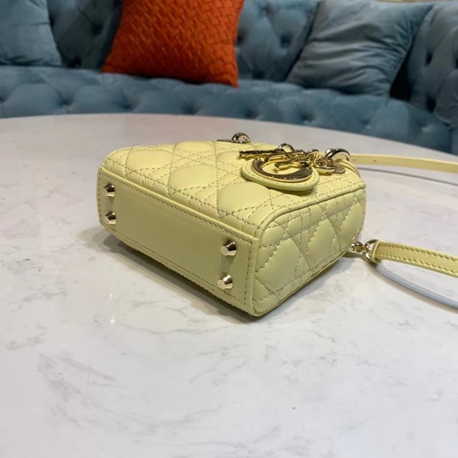 MICRO LADY DIOR BAG Mustard Yellow Cannage Lambskin S0856O