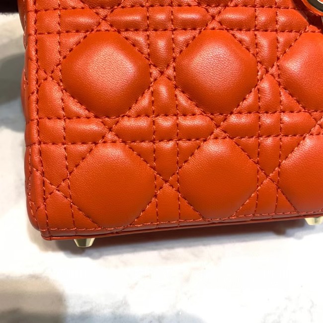 MICRO LADY DIOR BAG Scarlet Cannage Lambskin S0856O orange&gold