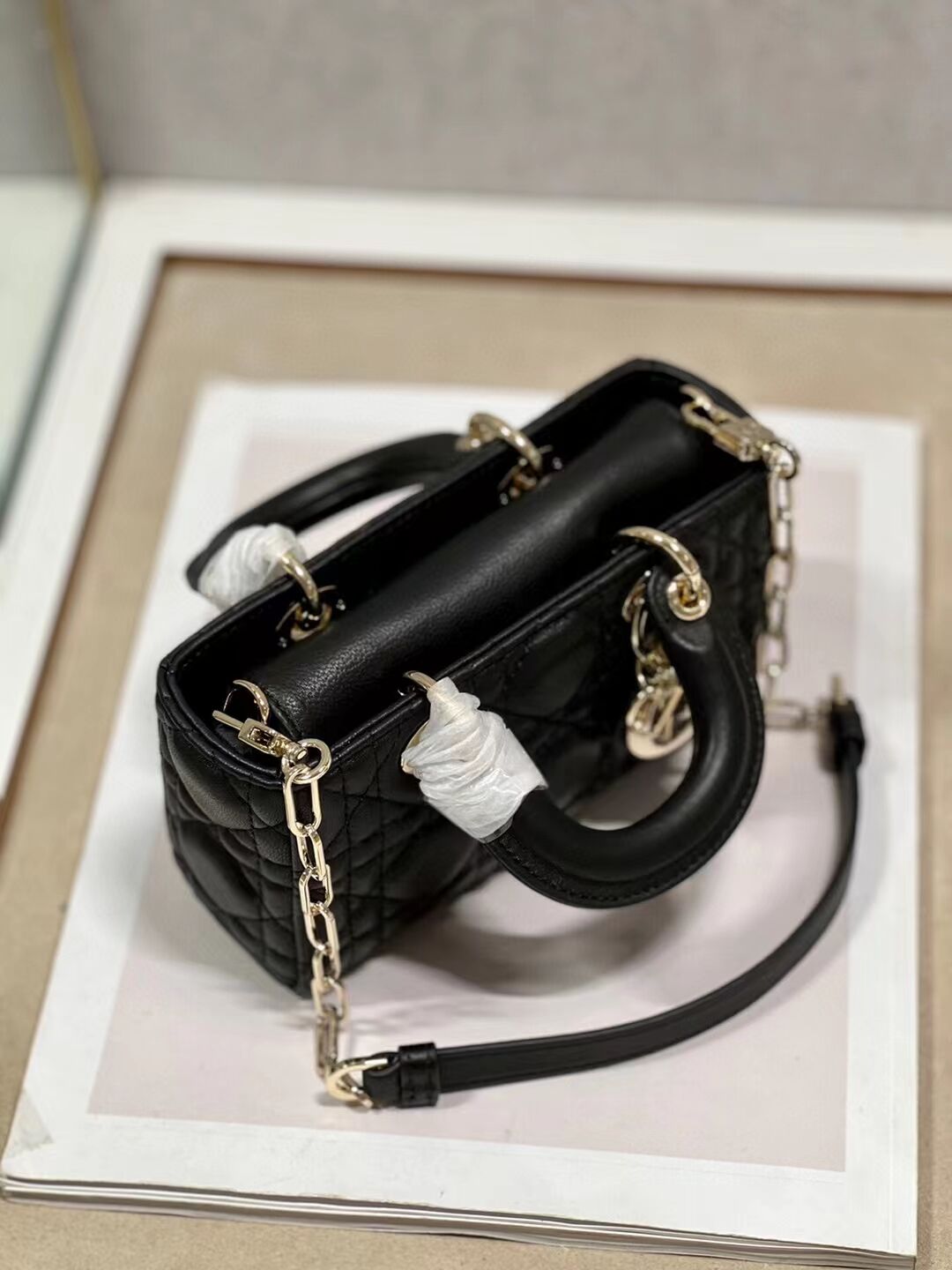 MINI DIOR LADY D-JOY BAG Cannage Lambskin M0540ONG black