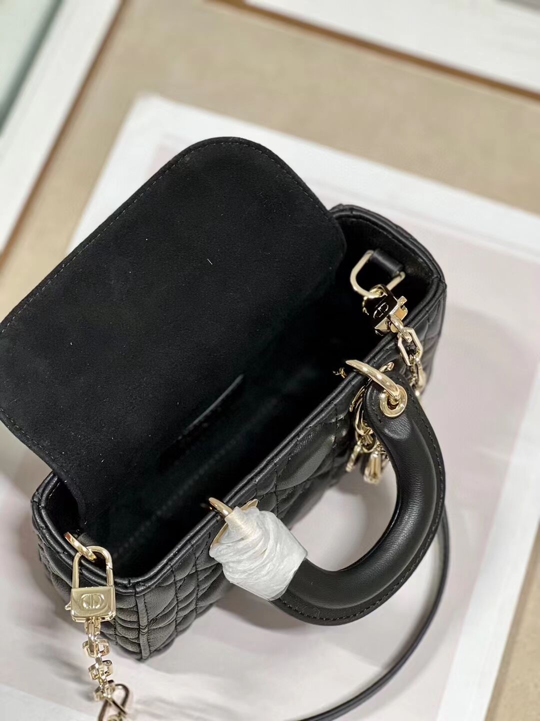 MINI DIOR LADY D-JOY BAG Cannage Lambskin M0540ONG black