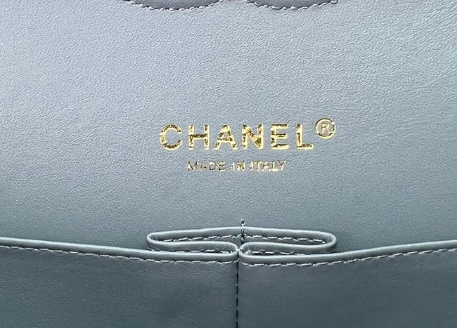 Chanel CLASSIC HANDBAG Printed Denim & Gold-Tone Metal A01116 Light Blue