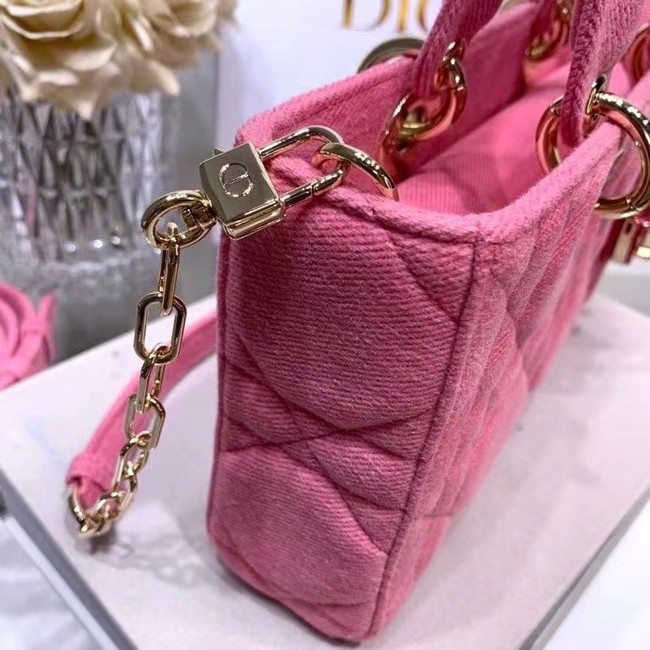 DIOR MEDIUM LADY D-JOY BAG Cannage Denim M0540O pink