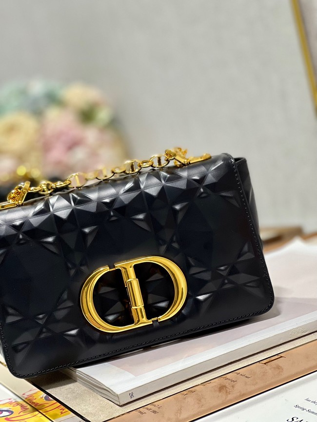 SMALL DIOR CARO BAG Cannage Calfskin with Diamond Motif M9243UW black&gold