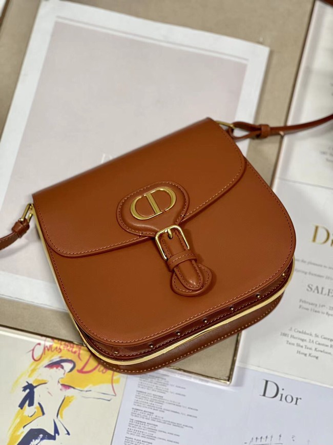 DIOR BOBBY FRAME BAG Cognac-Colored Box Calfskin M9333U brown