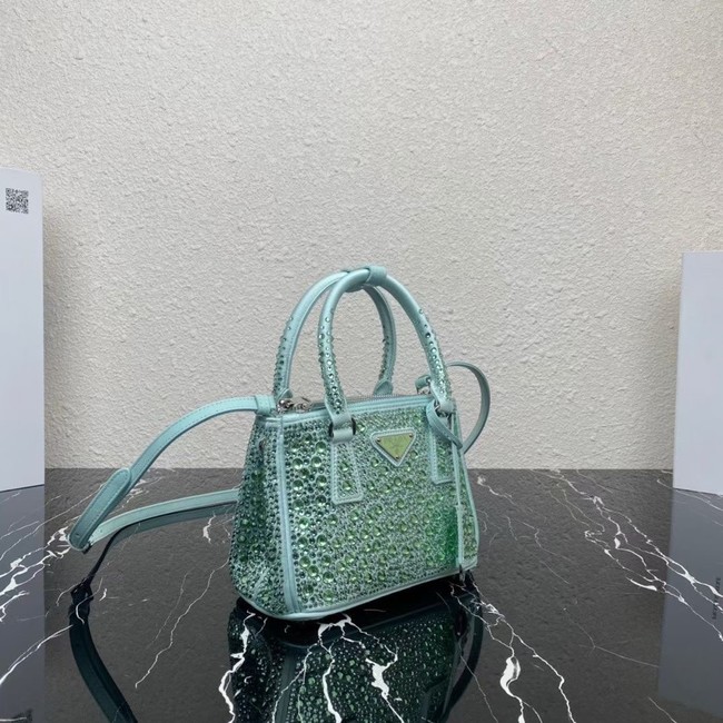 Prada Galleria satin mini-bag with crystals 1BA906 green