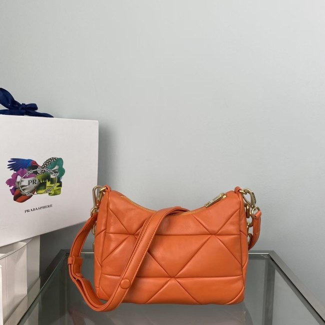 Prada nappa leather padded hobo bag 1BC157 orange