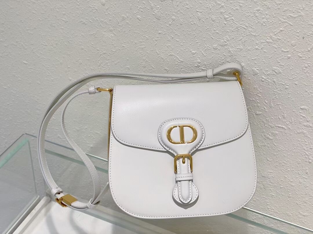 DIOR BOBBY FRAME BAG Cognac-Colored Box Calfskin M9333U white