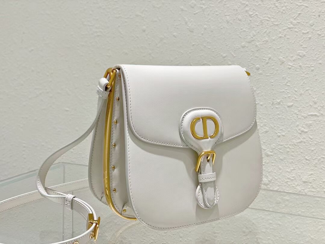 DIOR BOBBY FRAME BAG Cognac-Colored Box Calfskin M9333U white