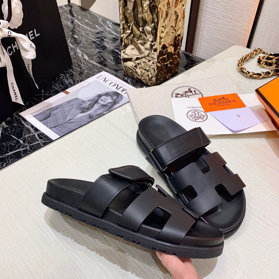 Hermes Shoes 2022 Chypre sandals HM63920 Black