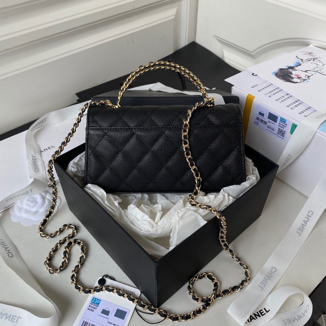 Chanel MINI FLAP BAG CLUTCH WITH CHAIN Gold-Tone Metal AP3238 BLACK