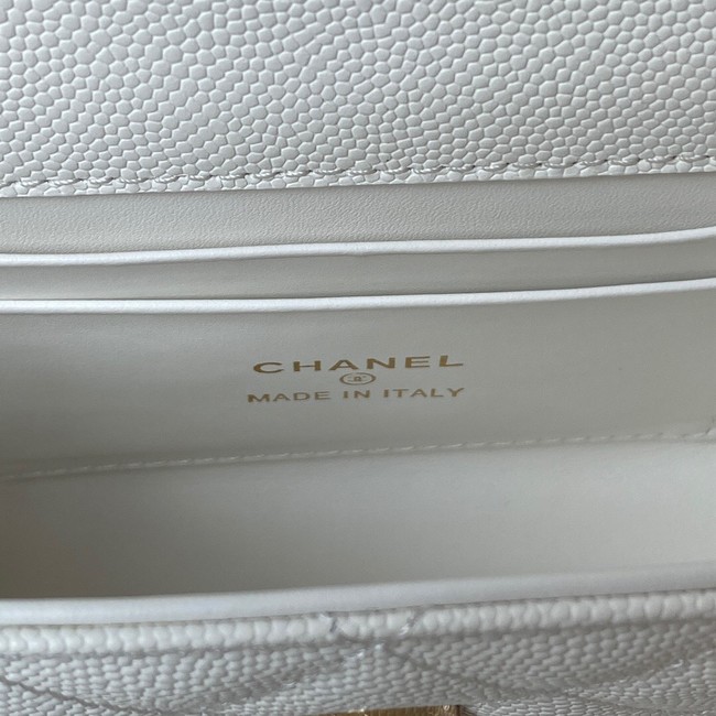 Chanel MINI FLAP BAG CLUTCH WITH CHAIN Gold-Tone Metal AP3238 white