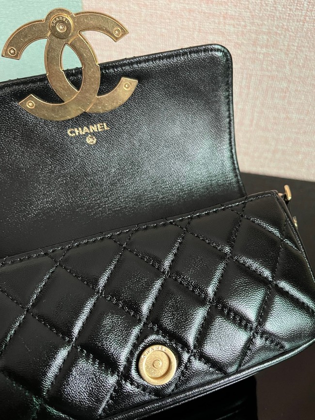 Chanel MINI FLAP BAG Lambskin & Gold-Tone Metal AS3207 black