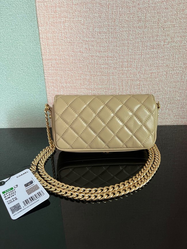 Chanel MINI FLAP BAG Lambskin & Gold-Tone Metal AS3207 khaki