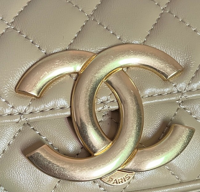 Chanel MINI FLAP BAG Lambskin & Gold-Tone Metal AS3207 khaki