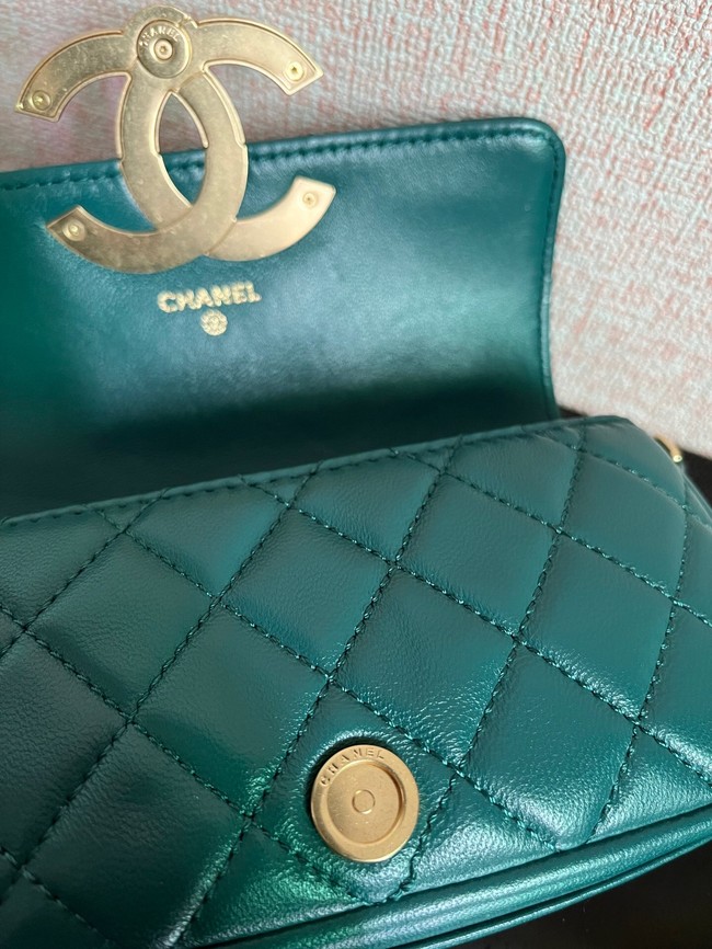 Chanel MINI FLAP BAG Lambskin & Gold-Tone Metal AS3207 green