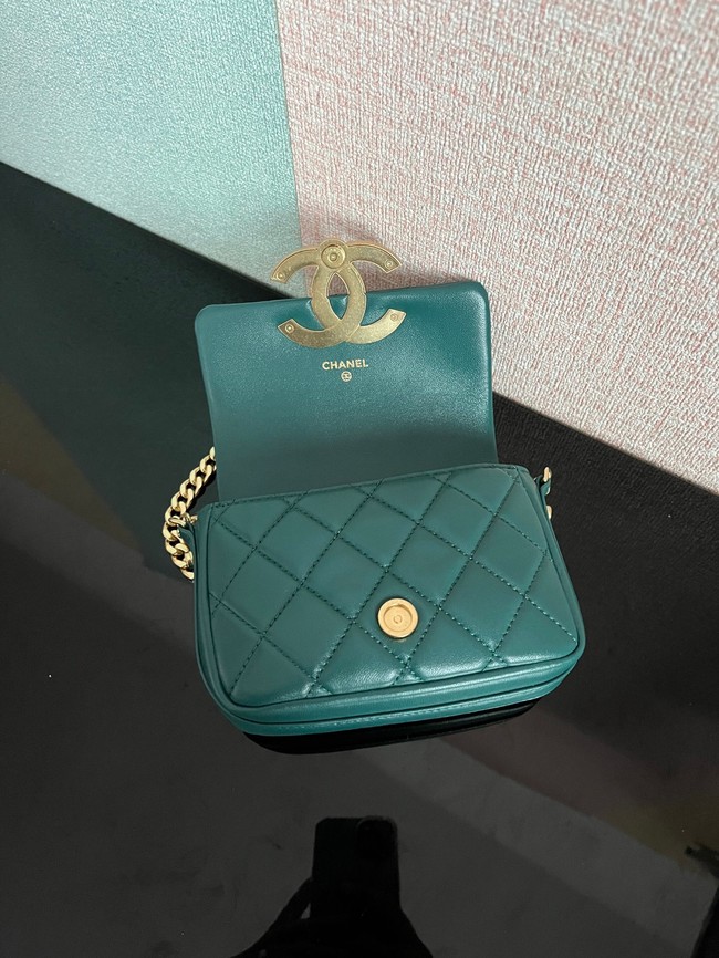 Chanel MINI FLAP BAG Lambskin & Gold-Tone Metal AS3854 green