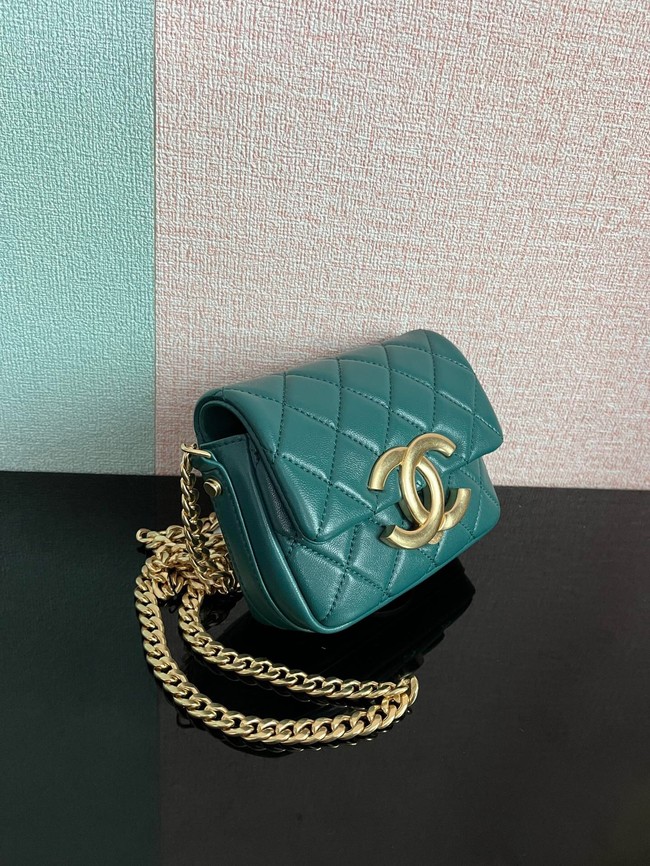 Chanel MINI FLAP BAG Lambskin & Gold-Tone Metal AS3854 green