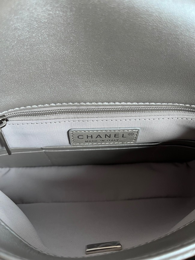 Chanel SMALL FLAP BAG Lambskin & silver-Tone Metal AS3855 silver