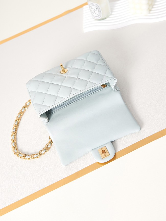 Chanel MINI FLAP BAG WITH TOP HANDLE AS4023 light blue