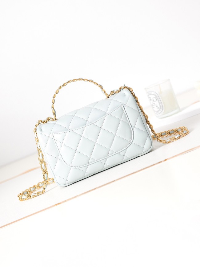 Chanel MINI FLAP BAG WITH TOP HANDLE AS4023 light blue