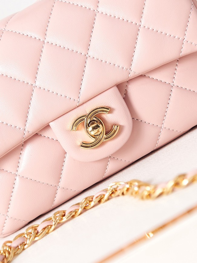 Chanel MINI FLAP BAG WITH TOP HANDLE AS4023 light pink