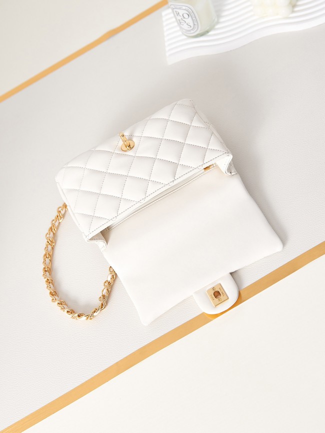 Chanel MINI FLAP BAG WITH TOP HANDLE AS4023 white