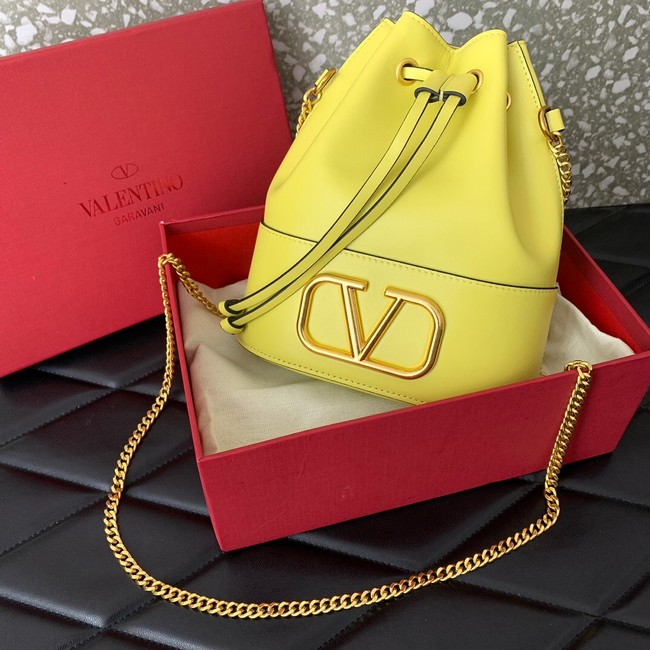 VALENTINO VLOGO SIGNATURE Lambskin Mini Bucket Bag FI16 yellow