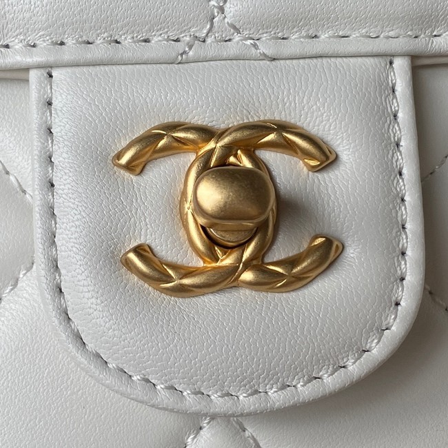 CHANEL SMALL VANITY CASE Lambskin & Gold-Tone Metal AS3973 white