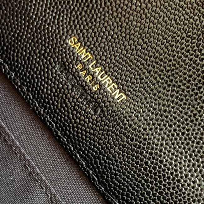 Yves Saint Laurent MONOGRAM CLUTCH IN QUILTED GRAIN DE POUDRE EMBOSSED LEATHER A617662 black