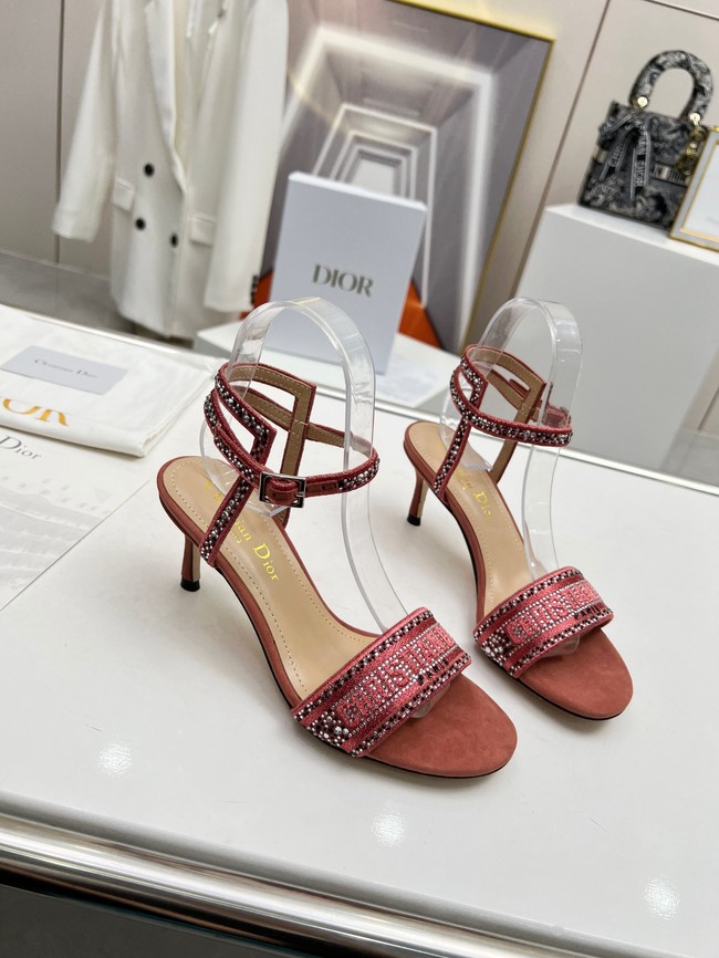 Dior DWAY HEELED SANDAL Embroidered Satin and Cotton 93366-4