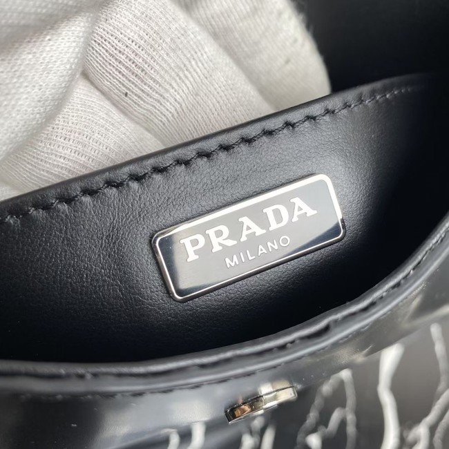 Prada Cleo brushed leather shoulder bag with flap 1BD311 black