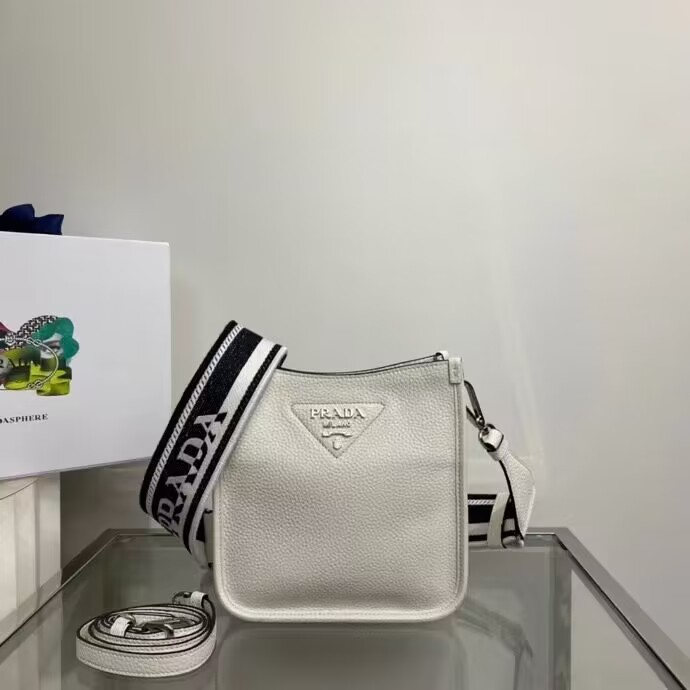 Prada Leather mini shoulder bag 1BH191 white