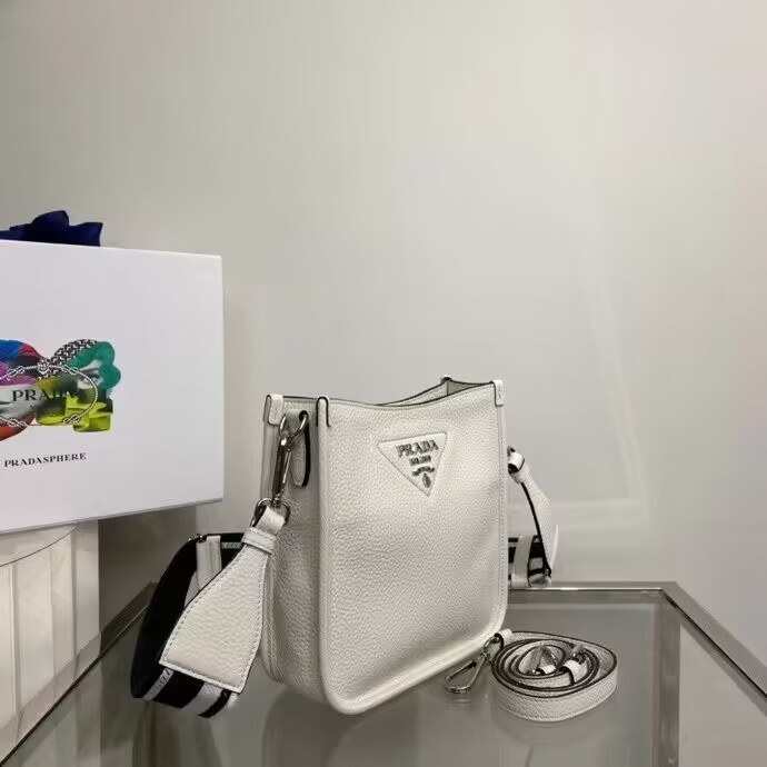 Prada Leather mini shoulder bag 1BH191 white