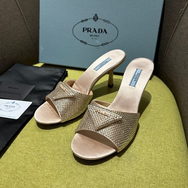 Prada High-heeled satin slides with crystals 93509-4