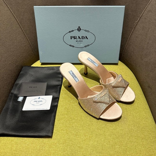 Prada High-heeled satin slides with crystals 93509-4