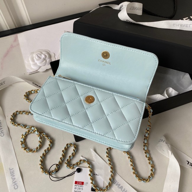 Chanel MINI FLAP BAG WITH TOP HANDLE AP3385 sky blue