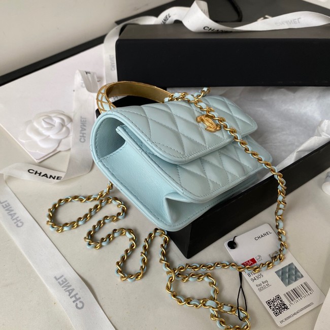 Chanel MINI FLAP BAG WITH TOP HANDLE AP3385 sky blue