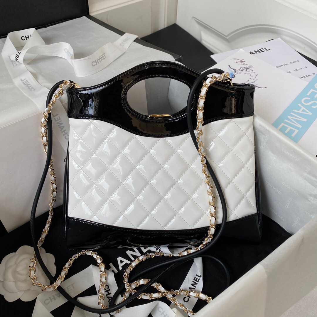 CHANEL 31 MINI SHOPPING BAG AS4133 White & Black