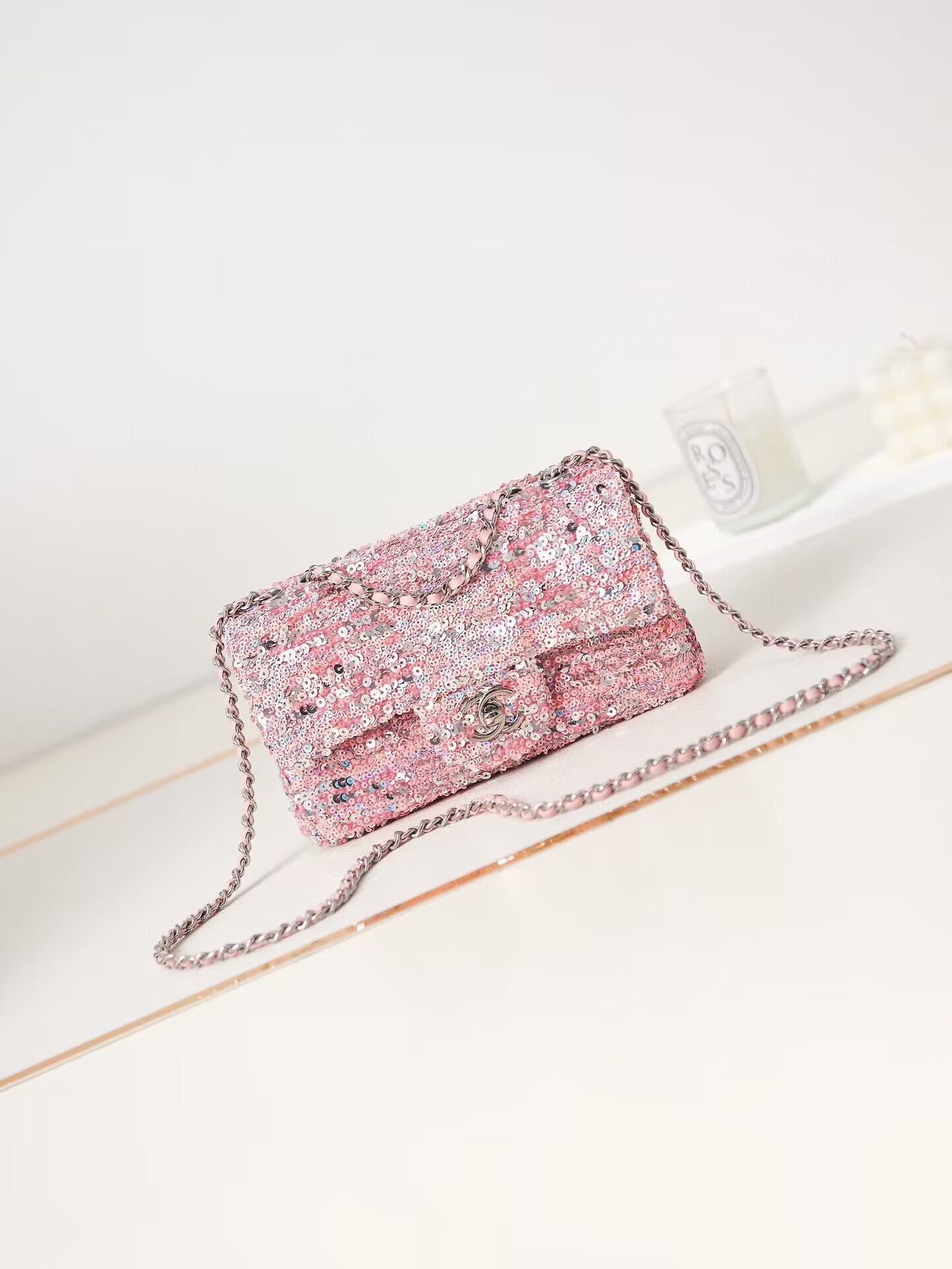 Chanel 23C Sequins CF Shoulder Bag AS3965 Pink