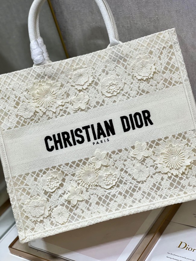 LARGE DIOR OR DIOR BOOK TOTE D-Lace Embroidery M1286ZTD-2