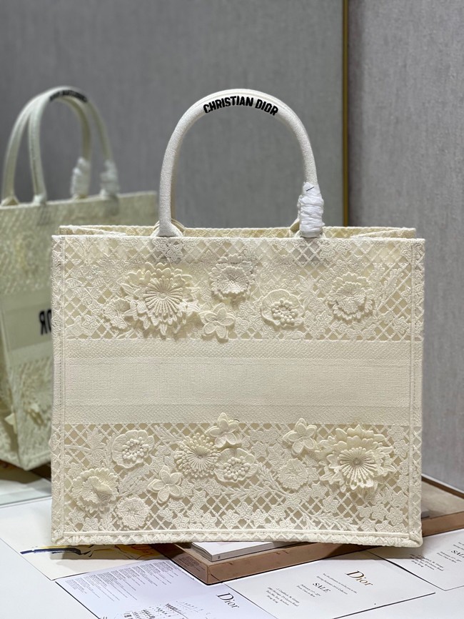 LARGE DIOR OR DIOR BOOK TOTE D-Lace Embroidery M1286ZTD-2