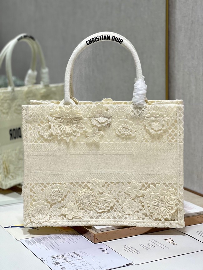 MEDIUM DIOR BOOK TOTE D-Lace Embroidery M1296ZE-2