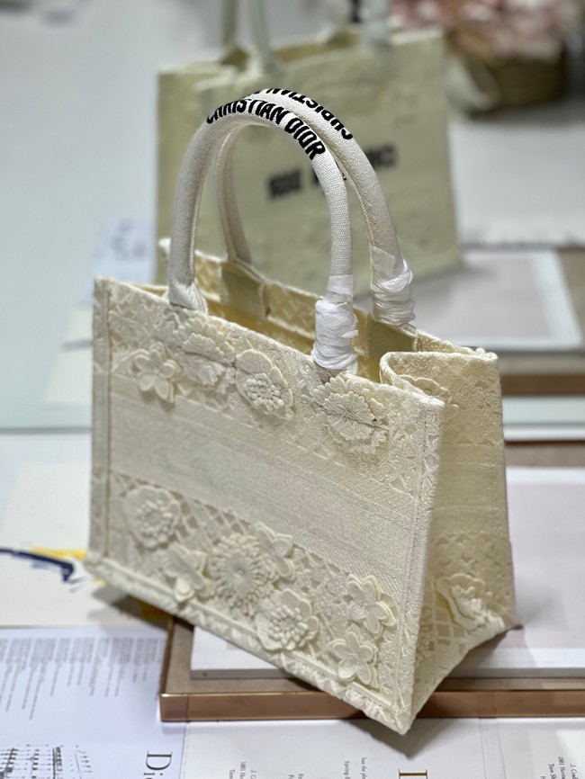 SMALL DIOR DIOR BOOK TOTE D-Lace Embroidery M1296ZRG-1