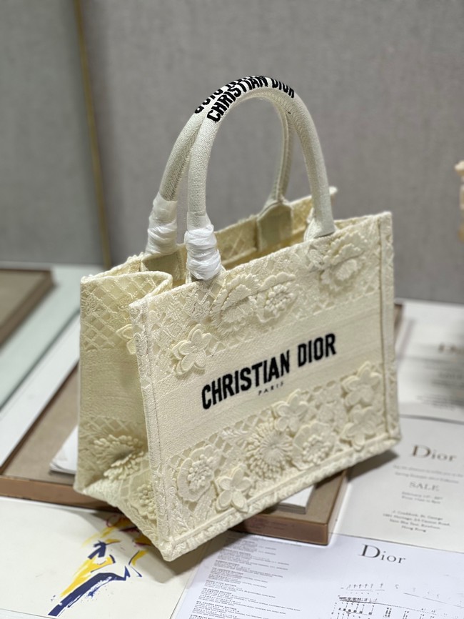 SMALL DIOR DIOR BOOK TOTE D-Lace Embroidery M1296ZRG-1