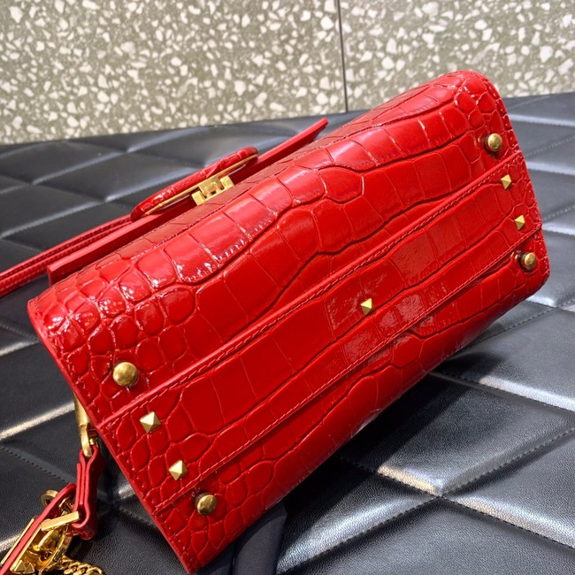 VALENTINO VSLING small Crocodile pattern Shoulder bag WB0F53 red