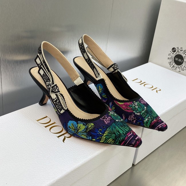 JADIOR SLINGBACK PUMP Embroidered Cotton 93531-1