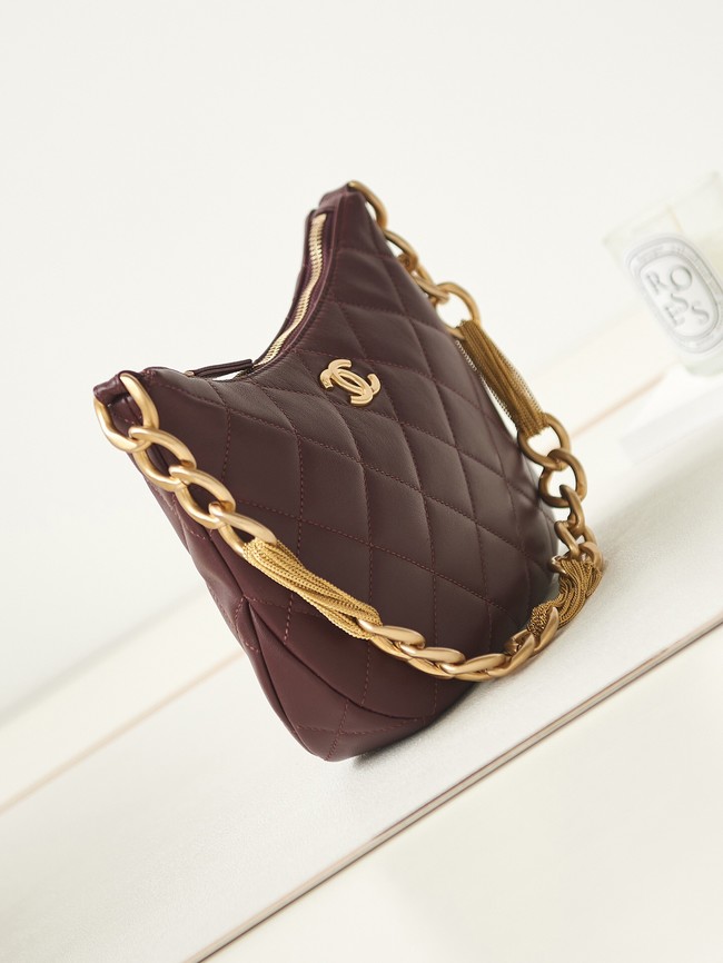 CHANEL HOBO HANDBAG AS4220 Wine