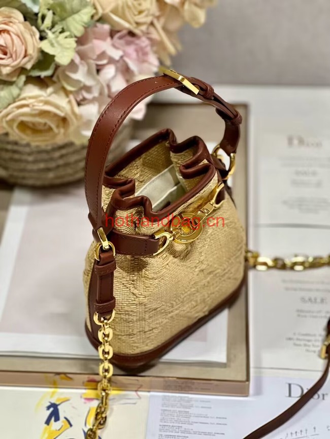 SMALL CEST DIOR BAG Natural Cannage Raffia M2272UB 