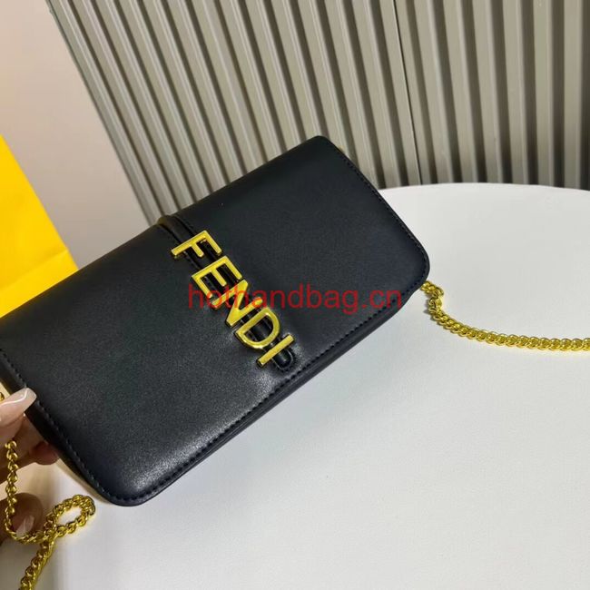 Fendi small smooth leather bag F1225 black